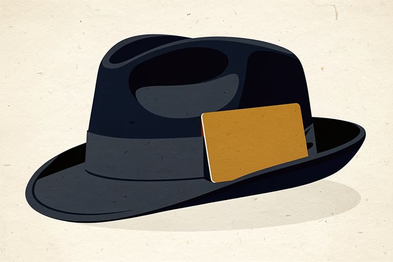 Illustration of a reporter's fedora hat with a press card tucked in the band