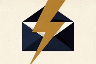 Illustration of an amber lightning bolt over a navy envelope