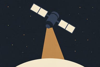 Illustration of a satellite broadcasting an amber signal beam